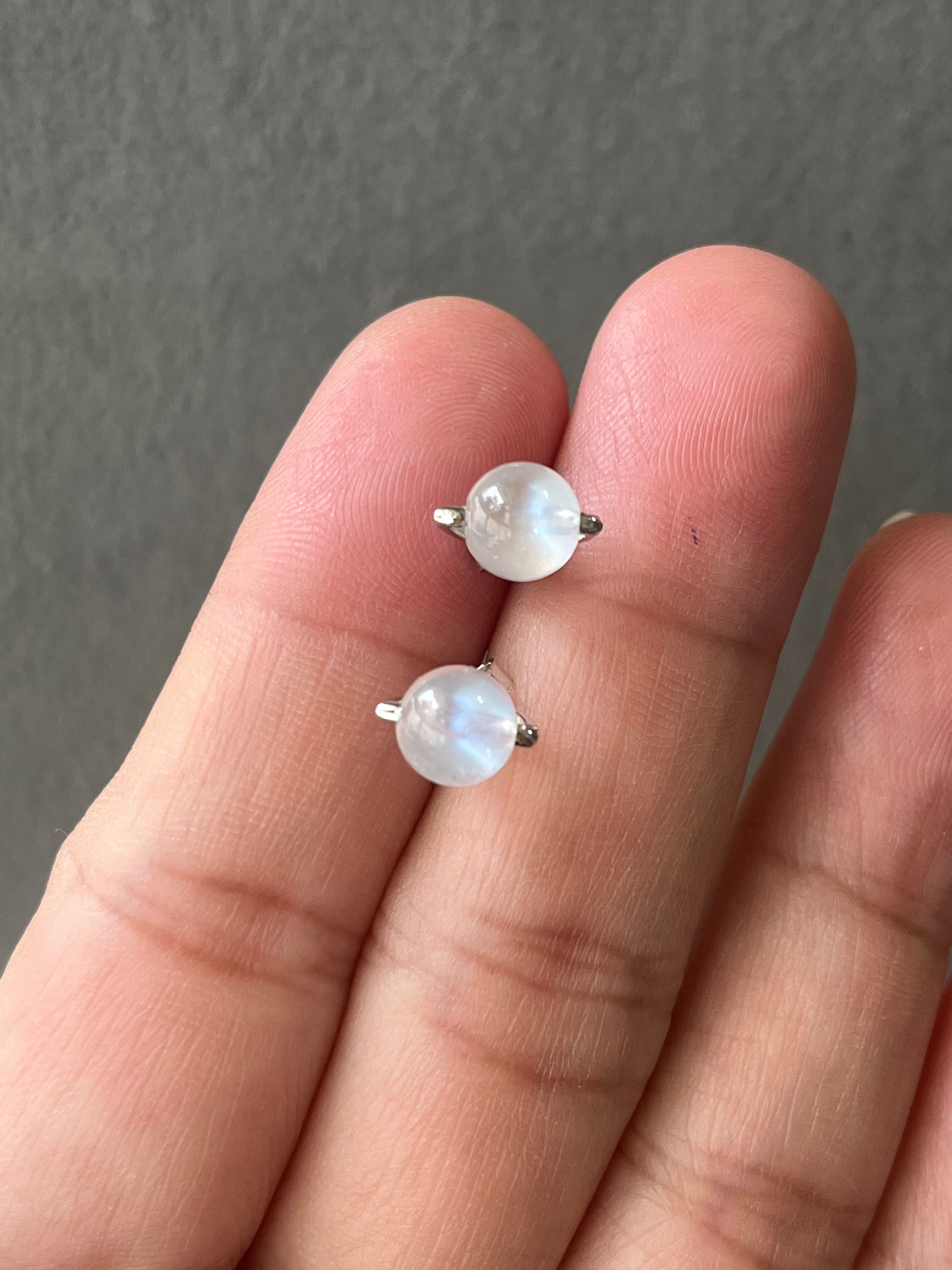 925 Silver Moonstone Ear Studs
