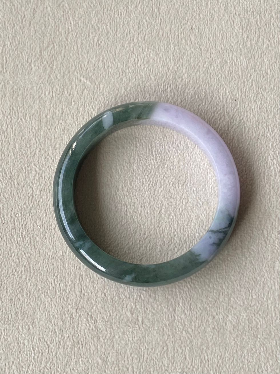 Thumbnail: 53MM Type A Dark Green Mix Jadeite Bangle