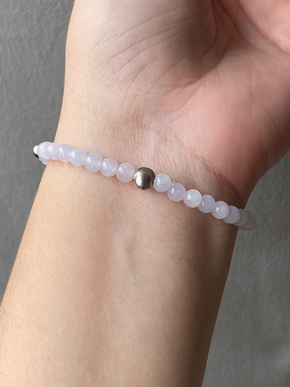 Thumbnail: Type A Translucent Faint Lavender Jadeite Beads Bracelet