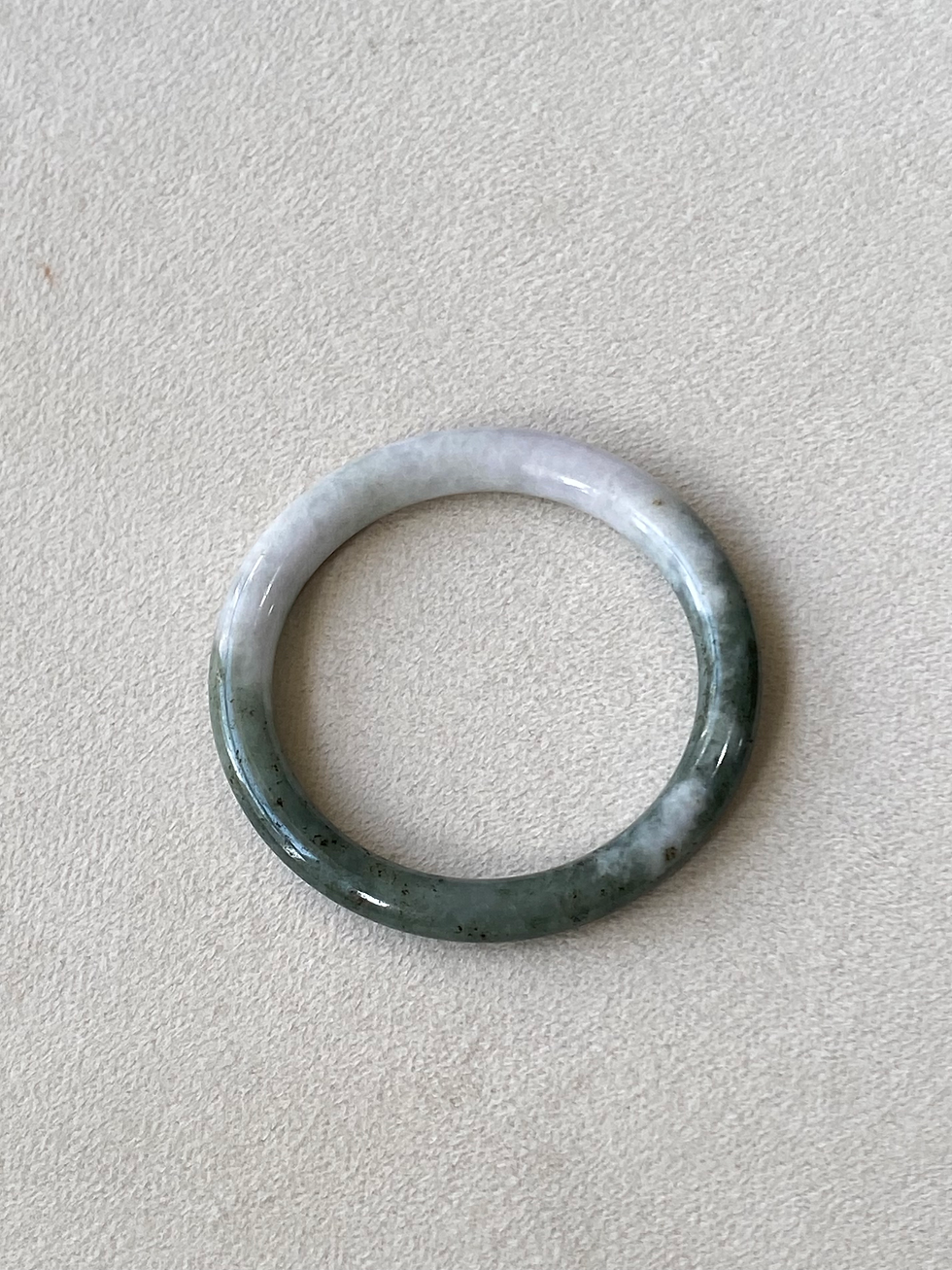 Thumbnail: 55.6MM Type A Dark Green Mix Jadeite Bangle