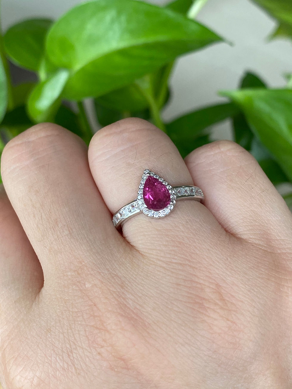 Thumbnail: 925 Silver Pink Tourmaline Ring