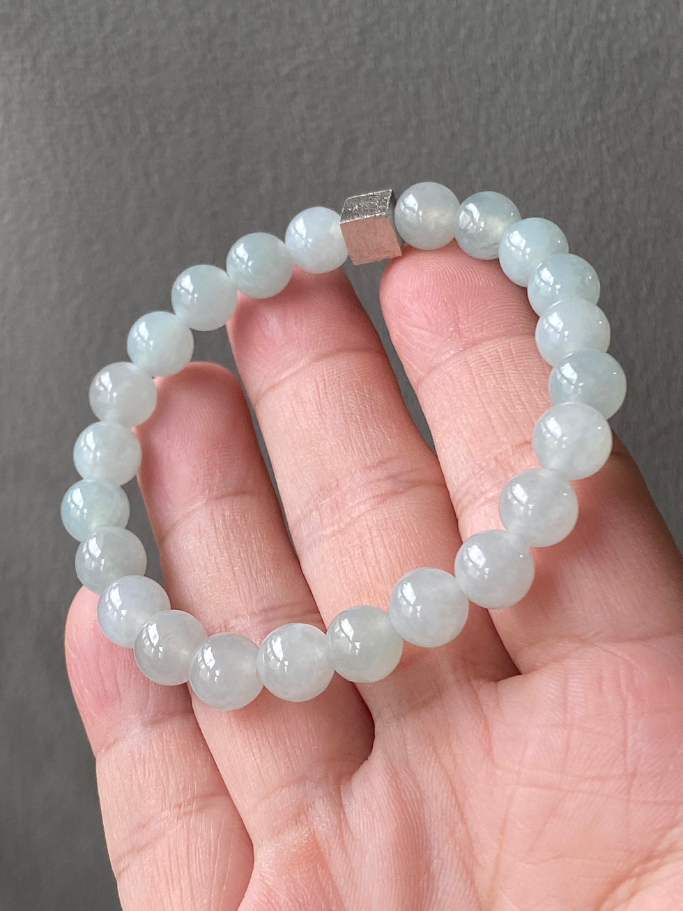 Thumbnail: Type A Translucent Faint Green Jadeite Beads Bracelet