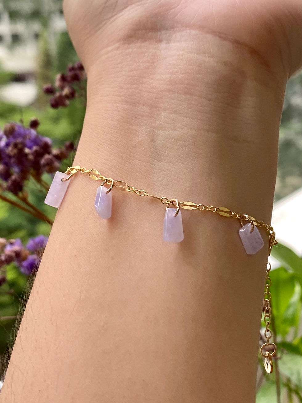Thumbnail: 14K Gold Filled Light Lavender Jade Charm Bracelet