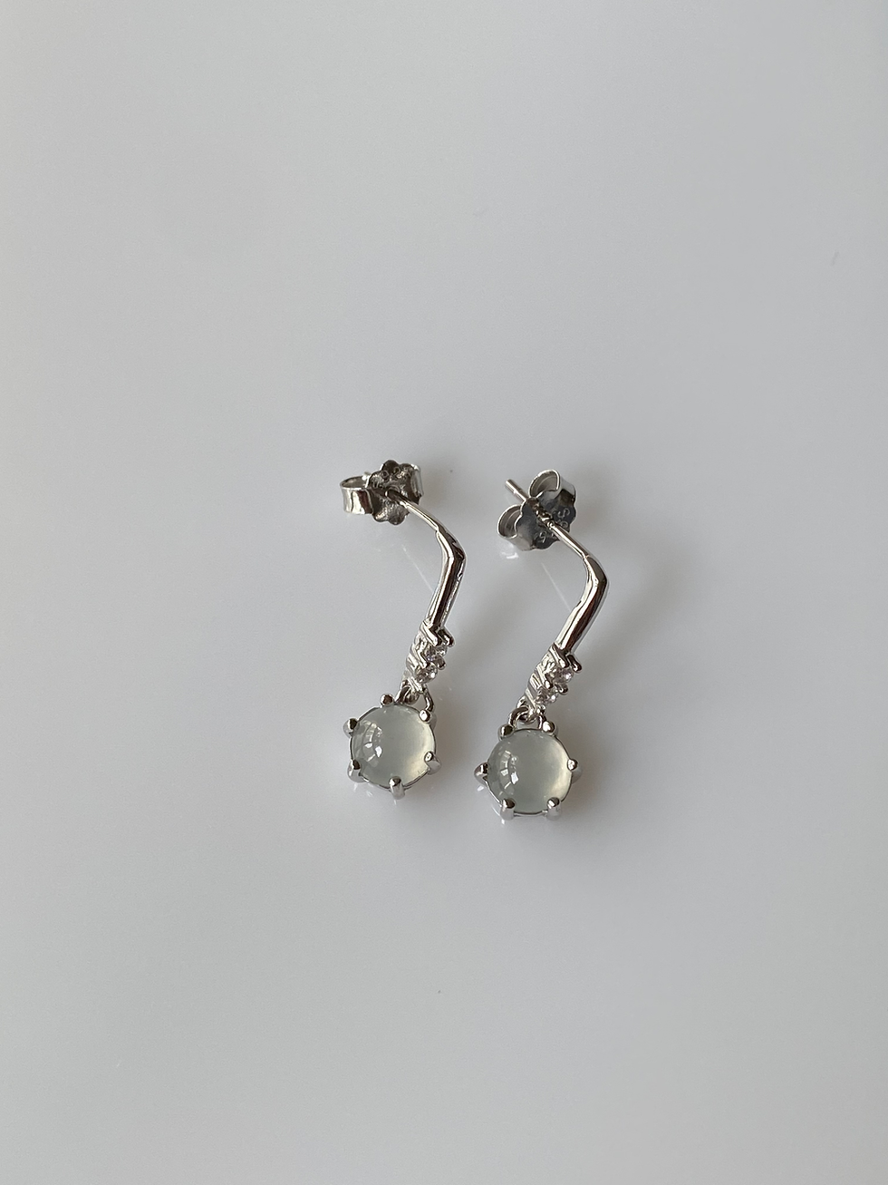 Thumbnail: 925 Silver Type A Icy Jadeite Earrings