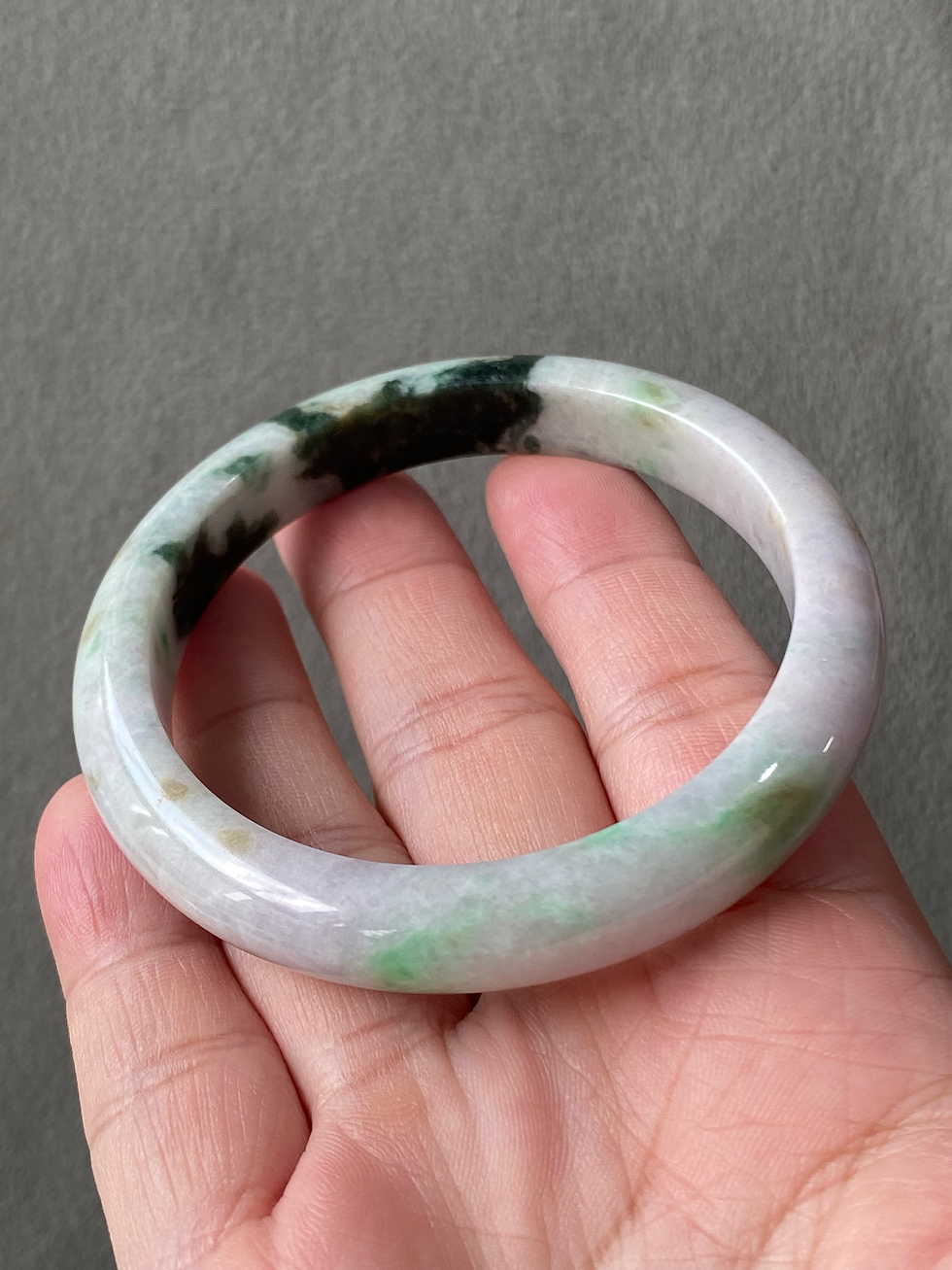 Thumbnail: 55.9MM Type A Faint Lavender Mix Jadeite Bangle