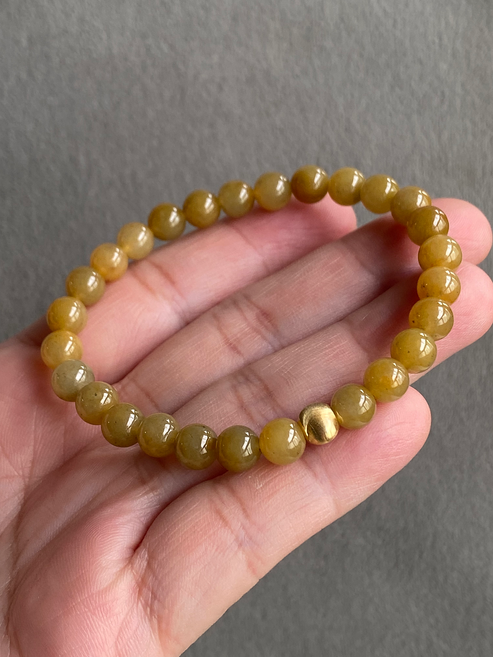 Thumbnail: Type A Translucent Brownish Yellow Jadeite Beads Bracelet