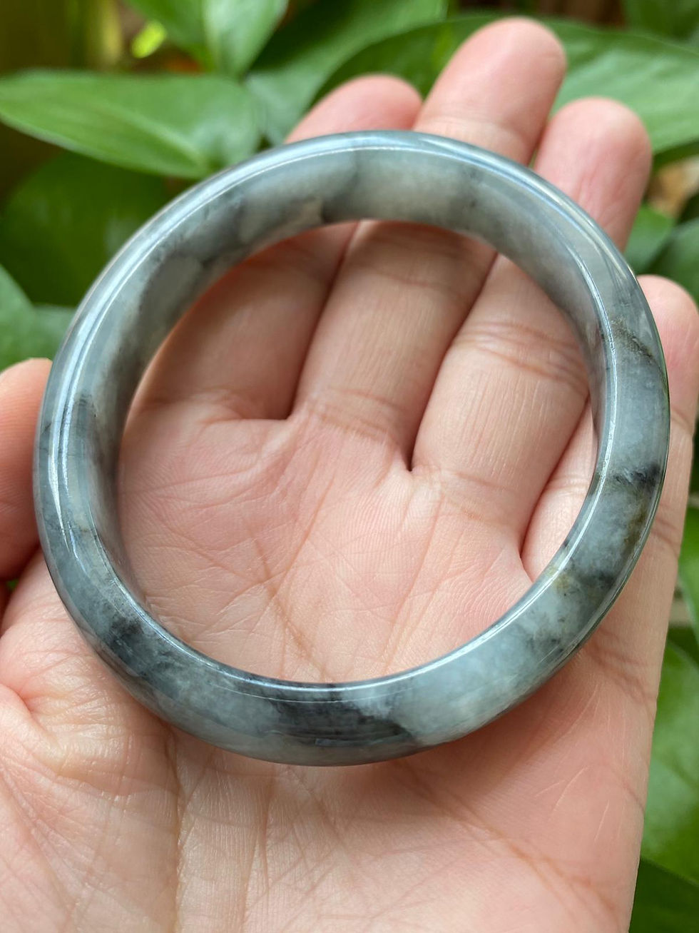 Thumbnail: 56.5MM Greyish Black Oval Jade Bangle