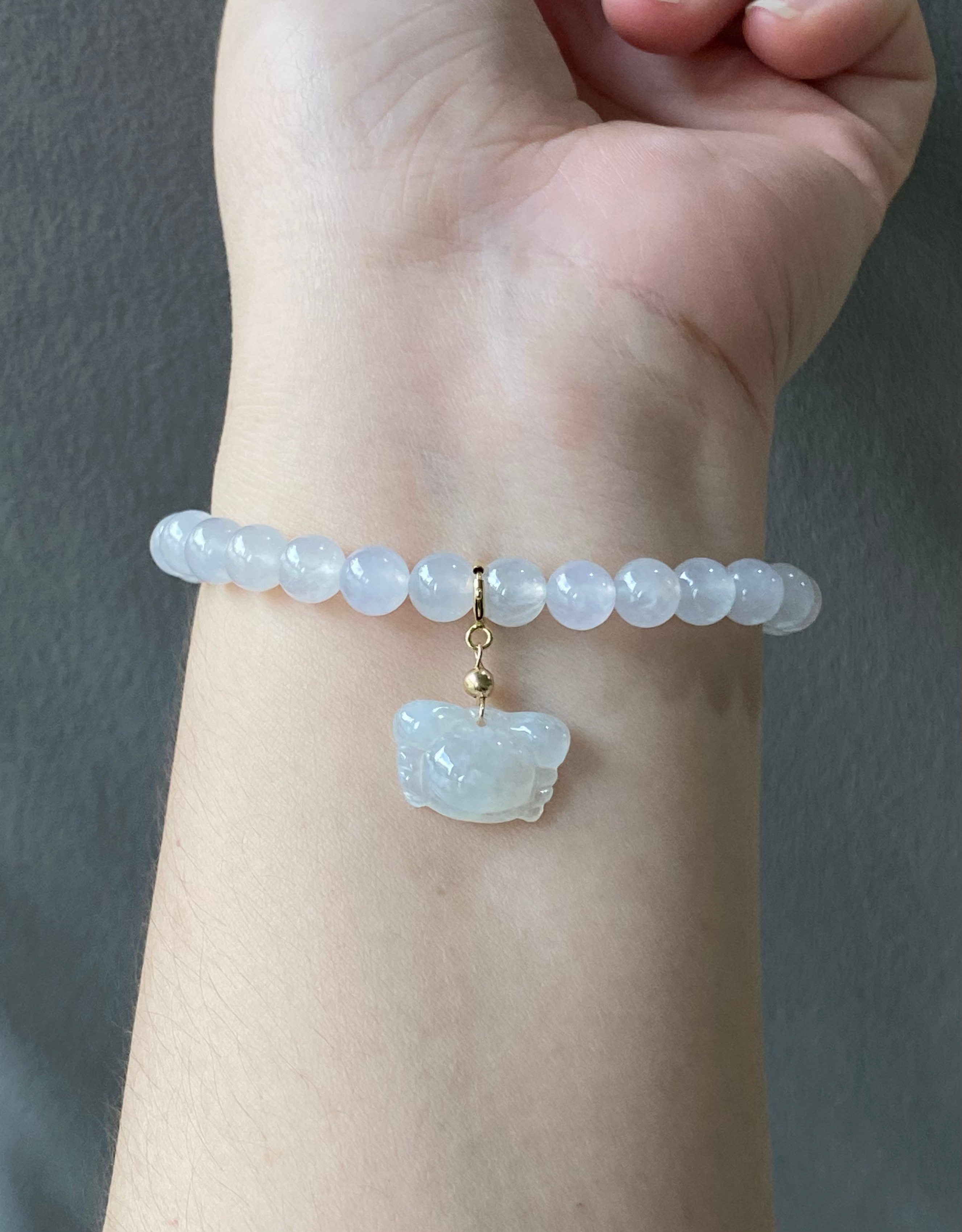 14K Gold Filled Type A Translucent Jadeite Crab Charm