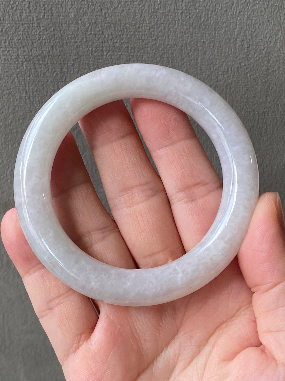 Thumbnail: 54.4MM Type A Translucent Off White Jadeite Bangle