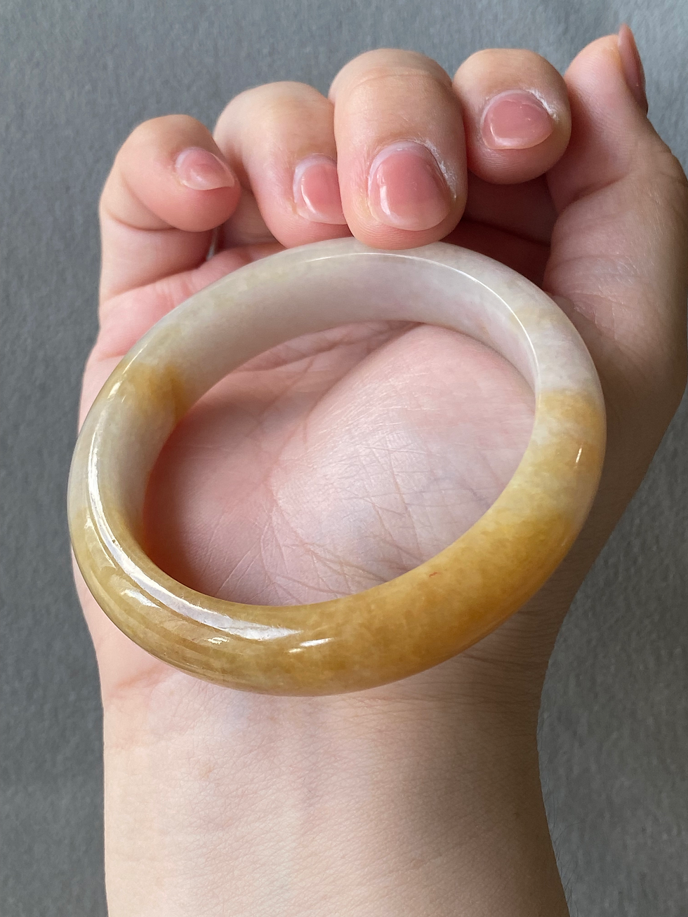 Thumbnail: 53.3MM Type A Orangy Brown Mix Jadeite Bangle