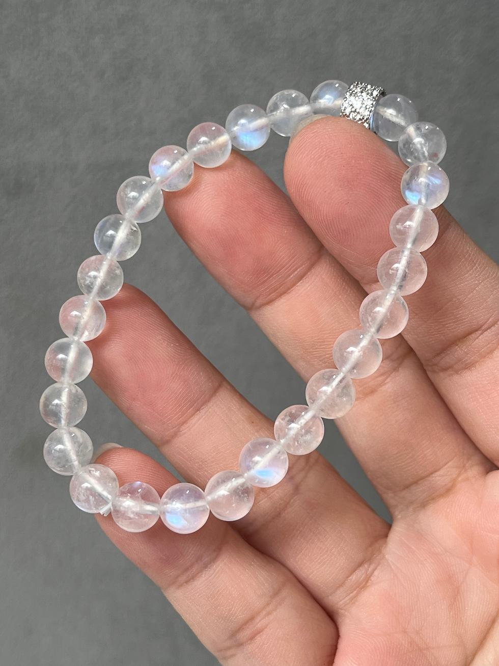 Thumbnail: Highly Translucent Moonstone Beads Bracelet