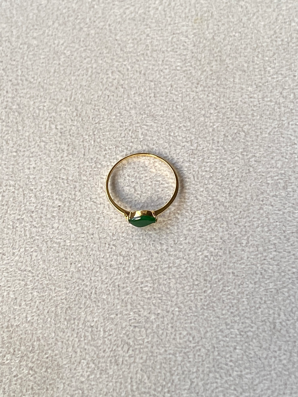 Thumbnail: 18K Yellow Gold Type A Translucent Deep Green Jadeite Ring
