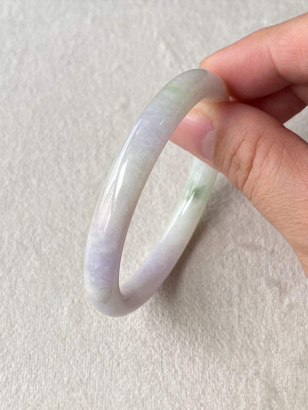 Thumbnail: 51.1MM Type A Faint Lavender Mix Round Jadeite Bangle