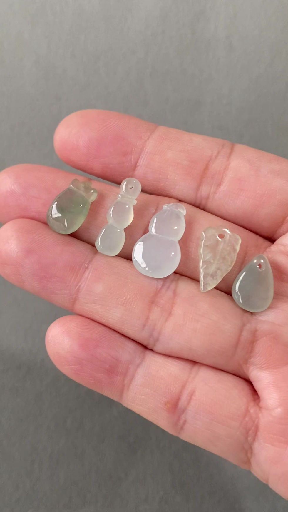 Thumbnail: Set of 5 Type A Translucent Jadeite Carvings