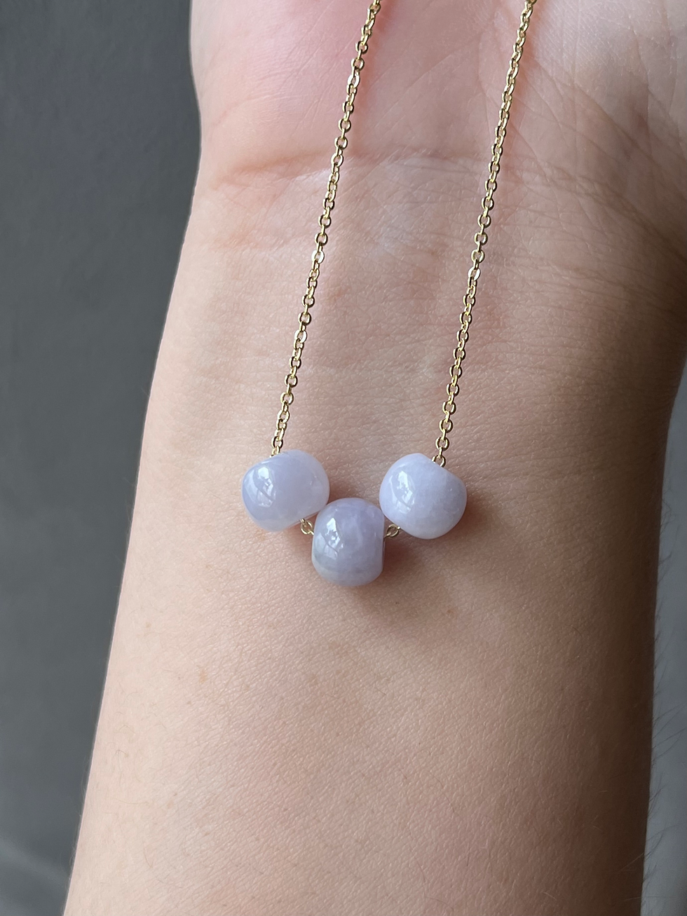Thumbnail: Type A Light Lavender Jadeite Barrel Necklace