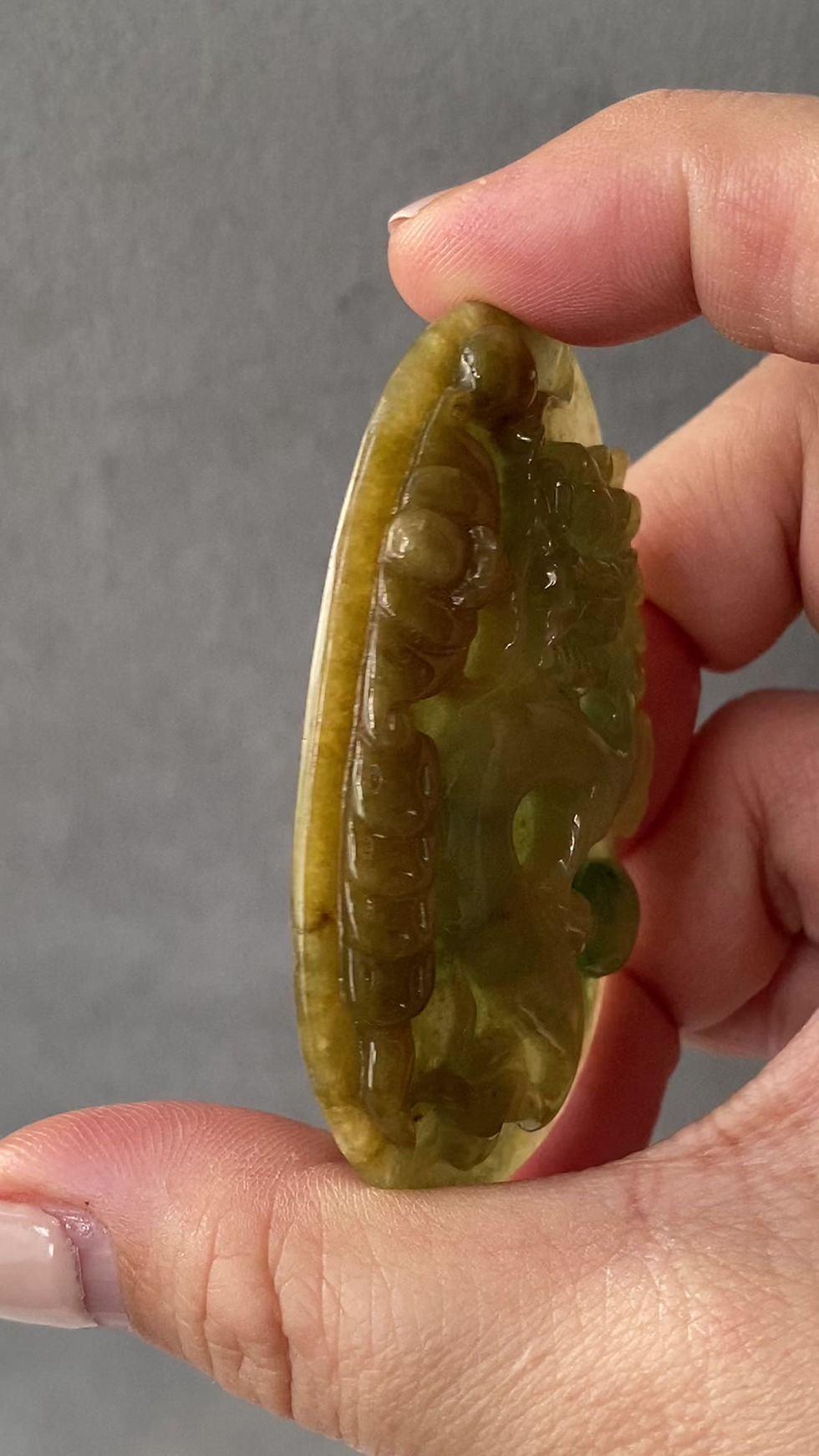 Thumbnail: Type A Yellowish Brown Jadeite Dragon Pendant