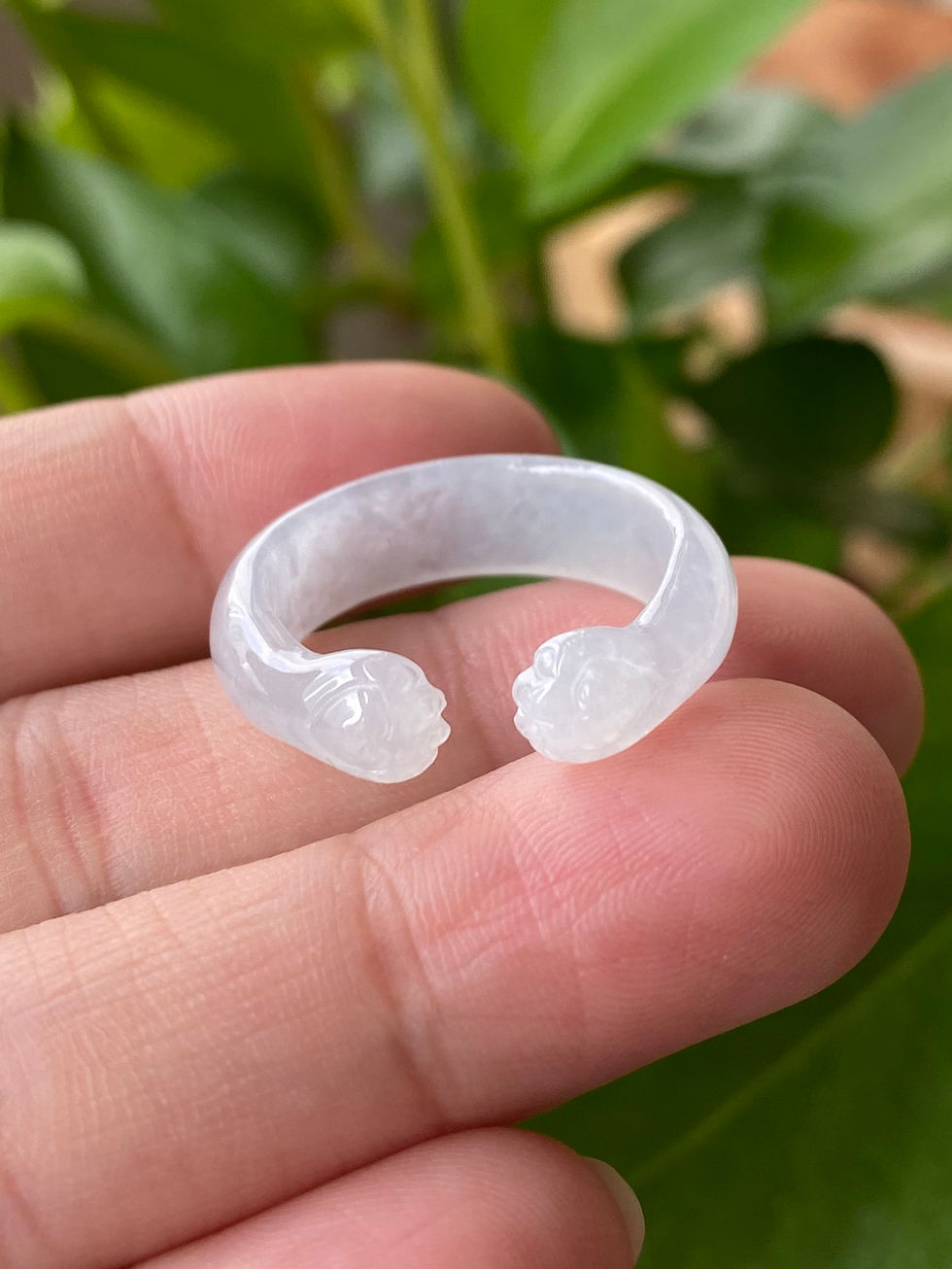Thumbnail: US#8.5 Translucent White Jade Paws Ring