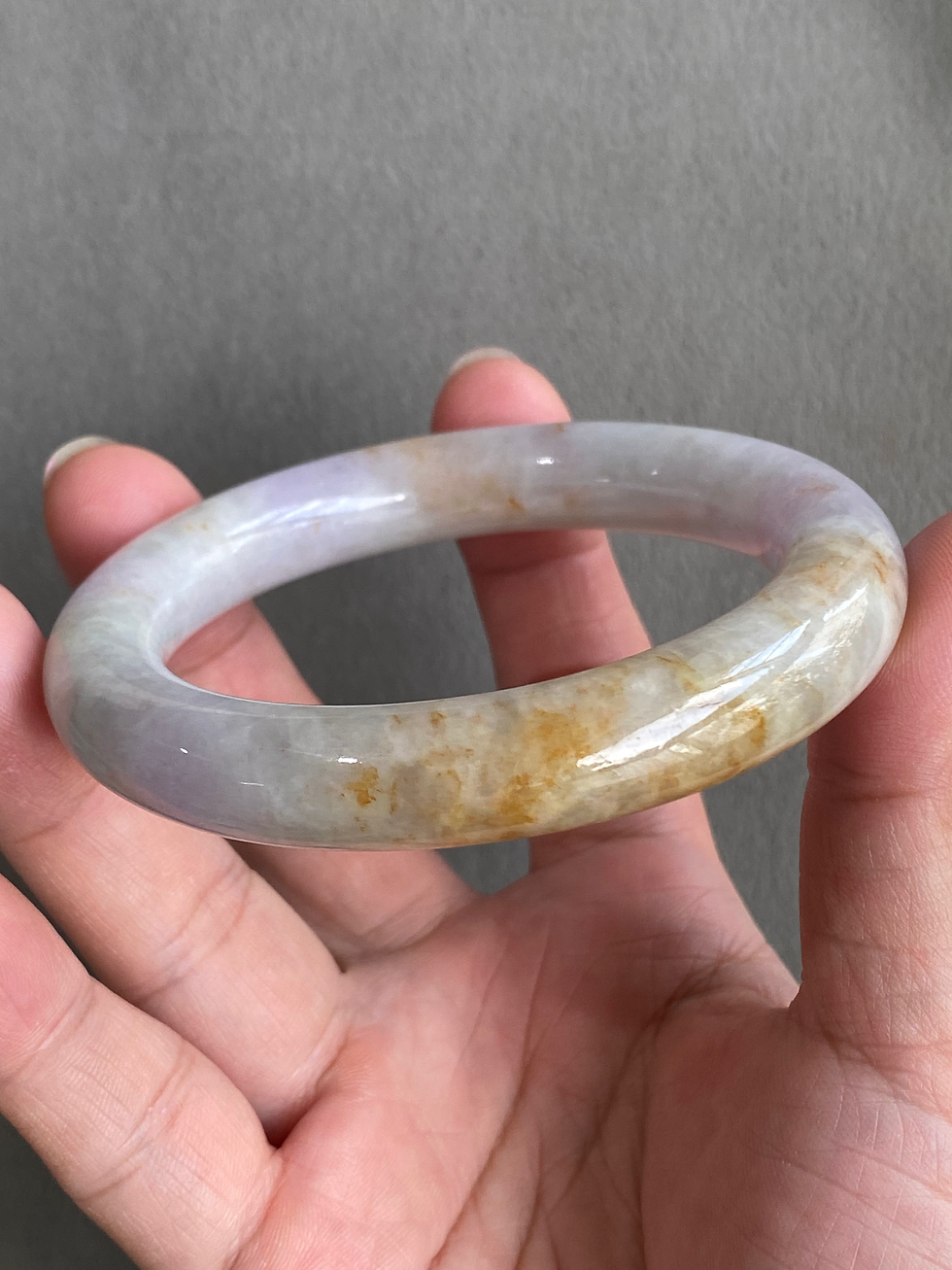 Thumbnail: 58MM Type A Light Brownish Mix Jadeite Bangle