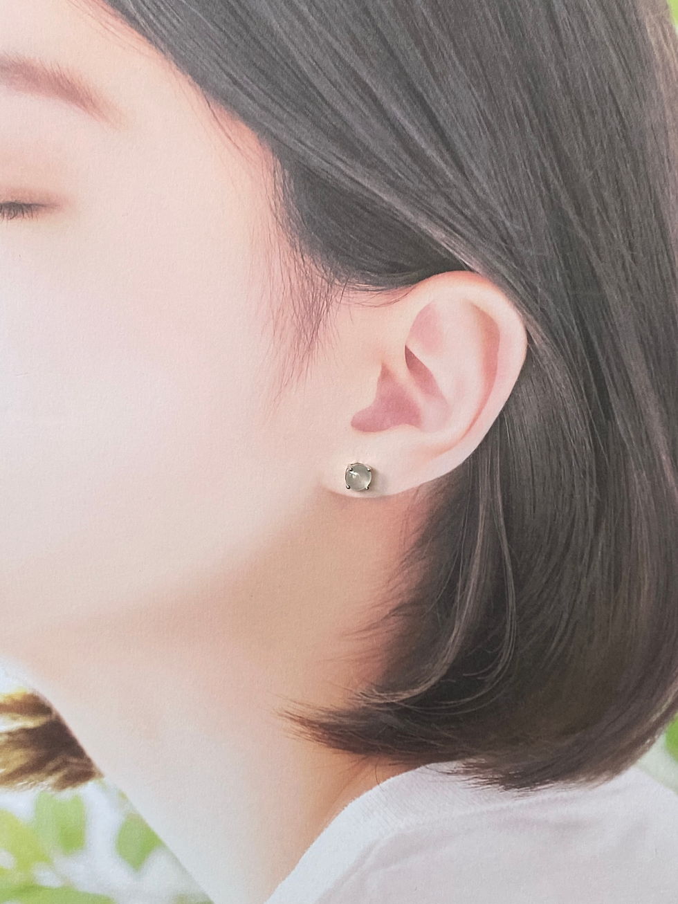 Thumbnail: 925 Silver Type A Icy Jadeite Ear Studs