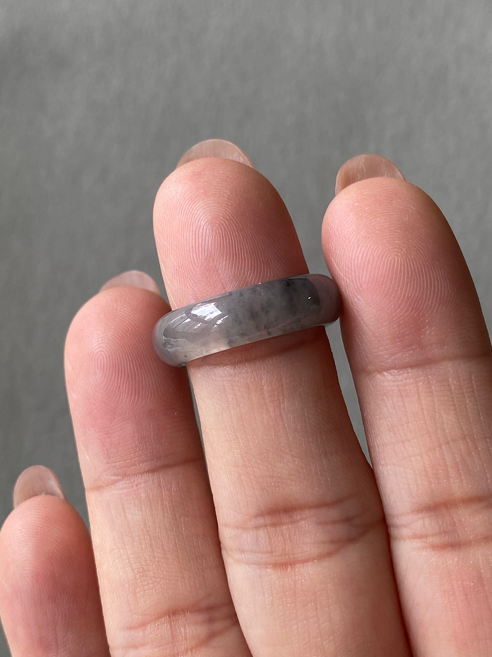 Thumbnail: US#6.5 Type A Translucent Greyish Black Jadeite Ring