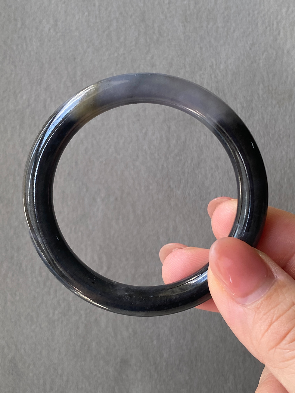 Thumbnail: 50.3MM Type A Greyish Black Jadeite Bangle