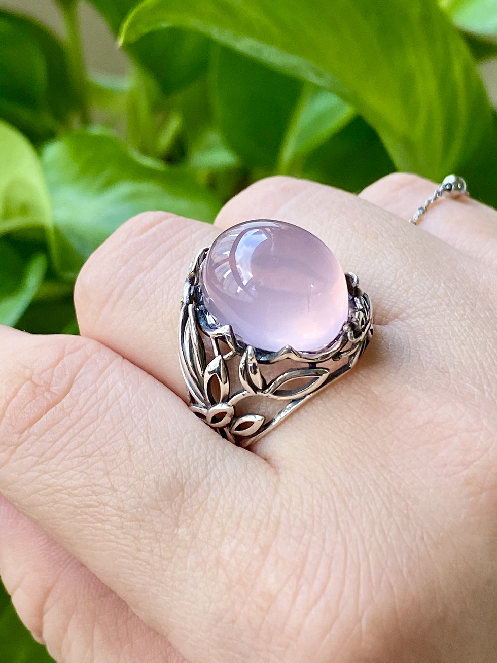 Thumbnail: 925 Silver Rose Quartz Ring