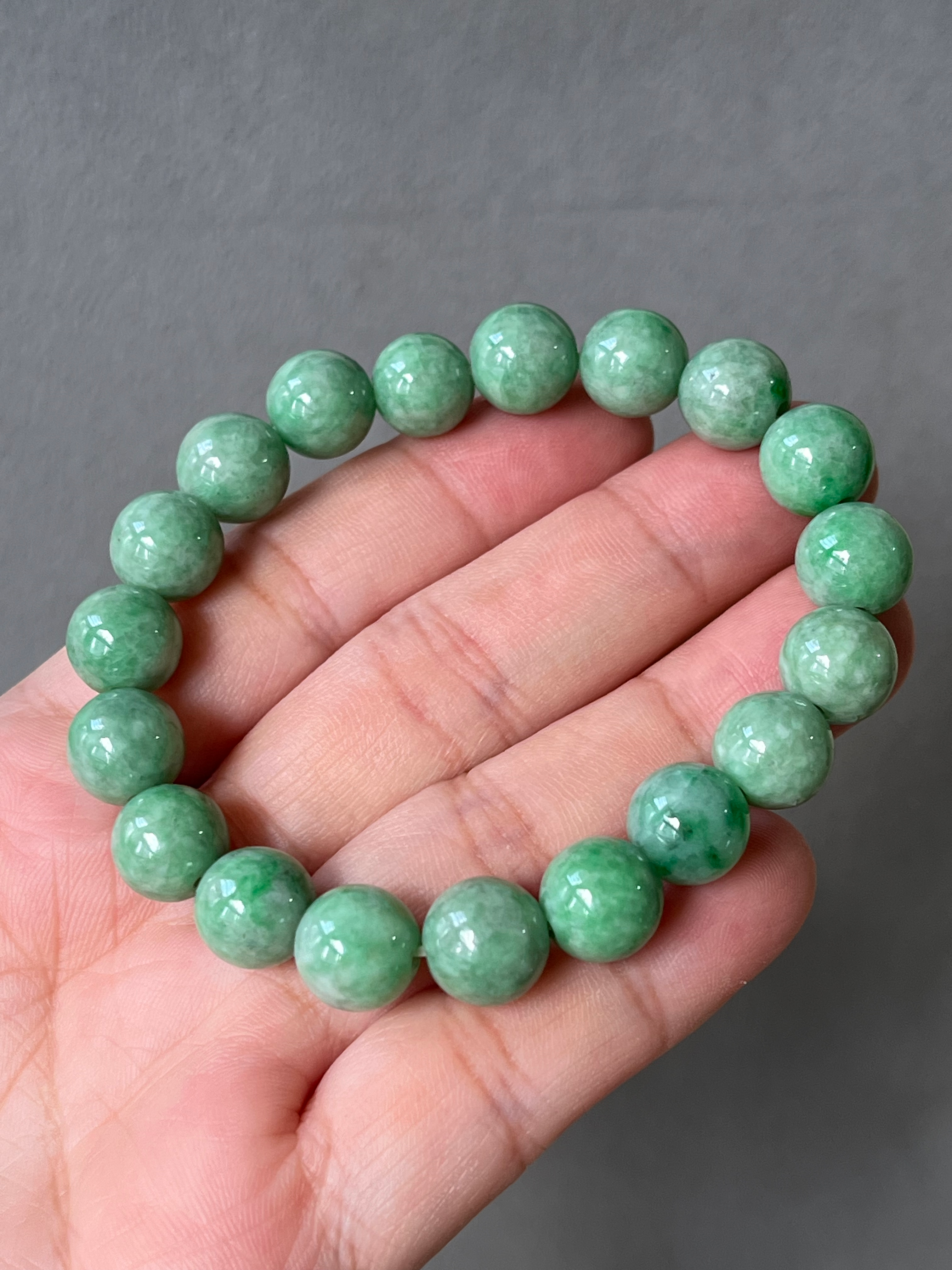 Type A Green Jadeite Beads Bracelet