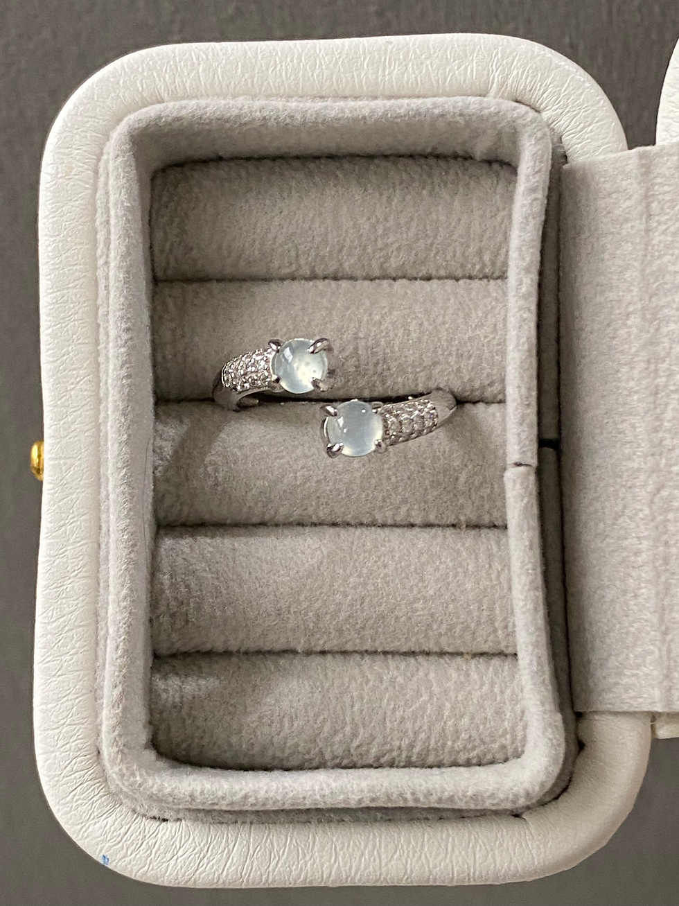 Thumbnail: 925 Silver Type A Dual Jadeite Open Ring