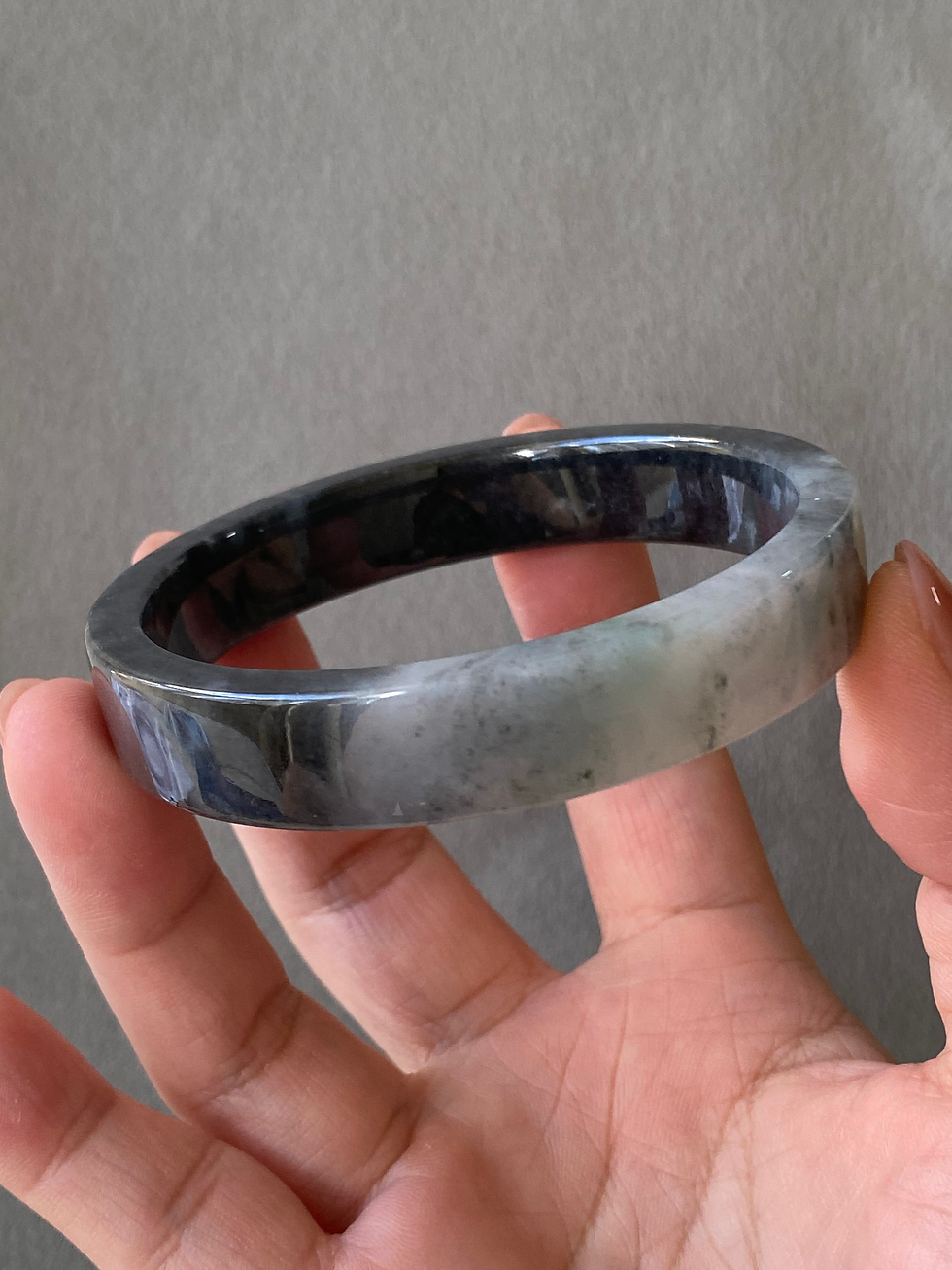 Thumbnail: 60.2MM Type A Greyish Black Jadeite Bangle