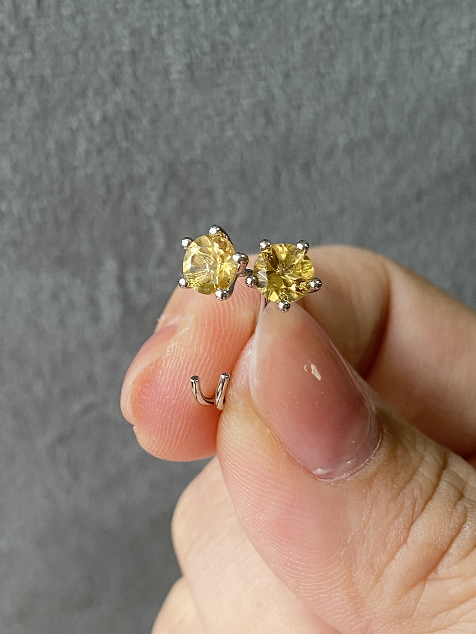 925 Silver Citrine Ear Studs
