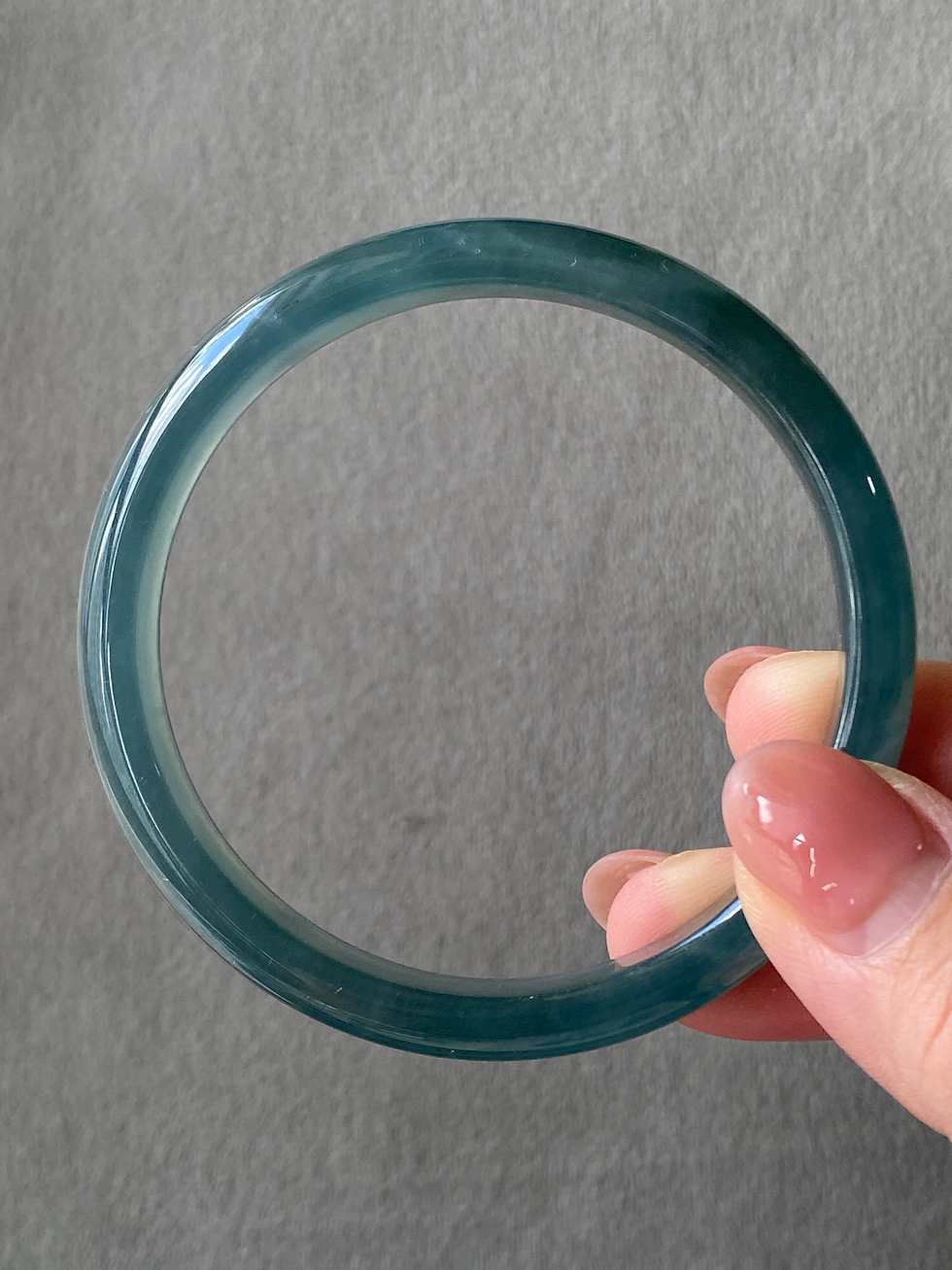 Thumbnail: 59.3MM Type A Translucent Dark Bluish Jadeite Bangle