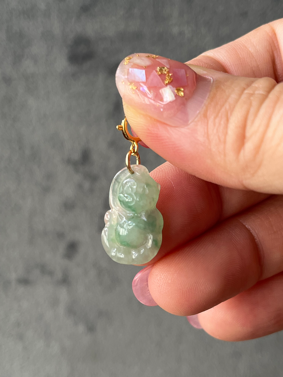 Thumbnail: 14K Gold Filled Type A Green Jadeite Monkey Charm