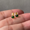 Thumbnail: 925 Silver Gold Plated Type A Translucent Deep Green Mini Jadeite Ear Studs