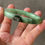 Thumbnail: 51.2MM Type A Light Bright Green Mix Round Jadeite Bangle