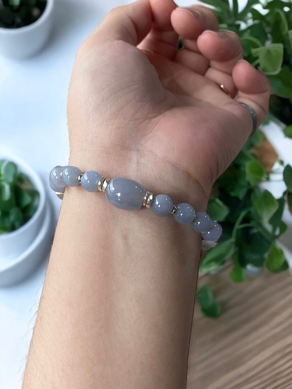 Type A Translucent Bluish Lavender Jadeite Beads Bracelet