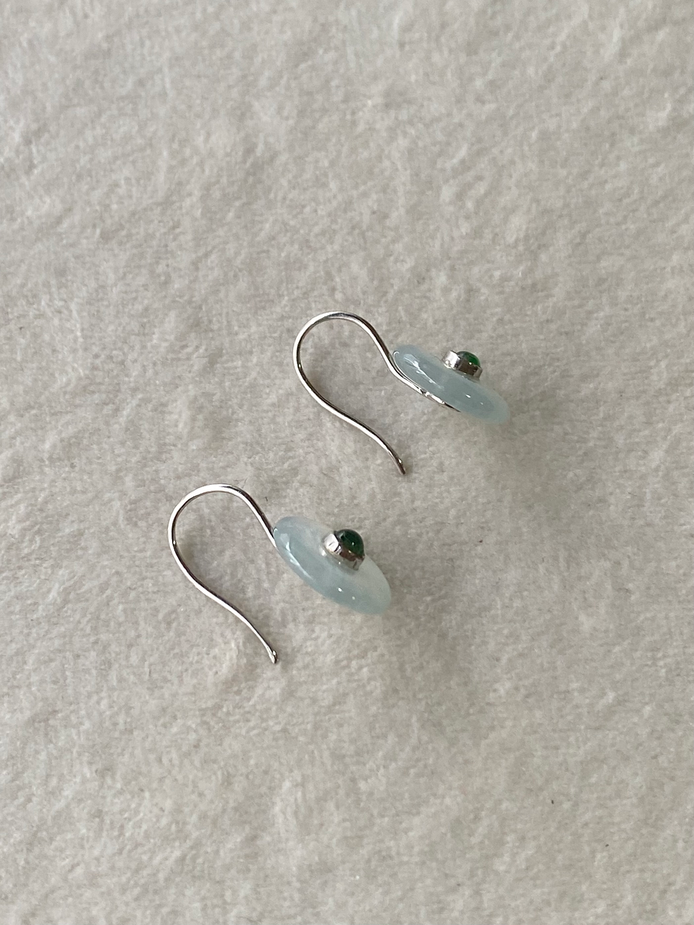 Thumbnail: 925 Silver Type A Icy Faint Green Jadeite Earrings
