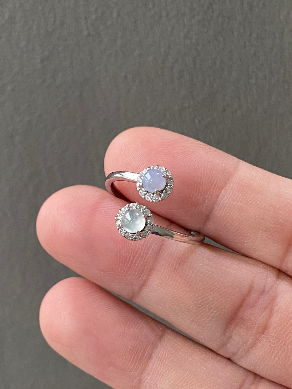 Thumbnail: 925 Silver Type A Dual Colour Jadeite Open Ring