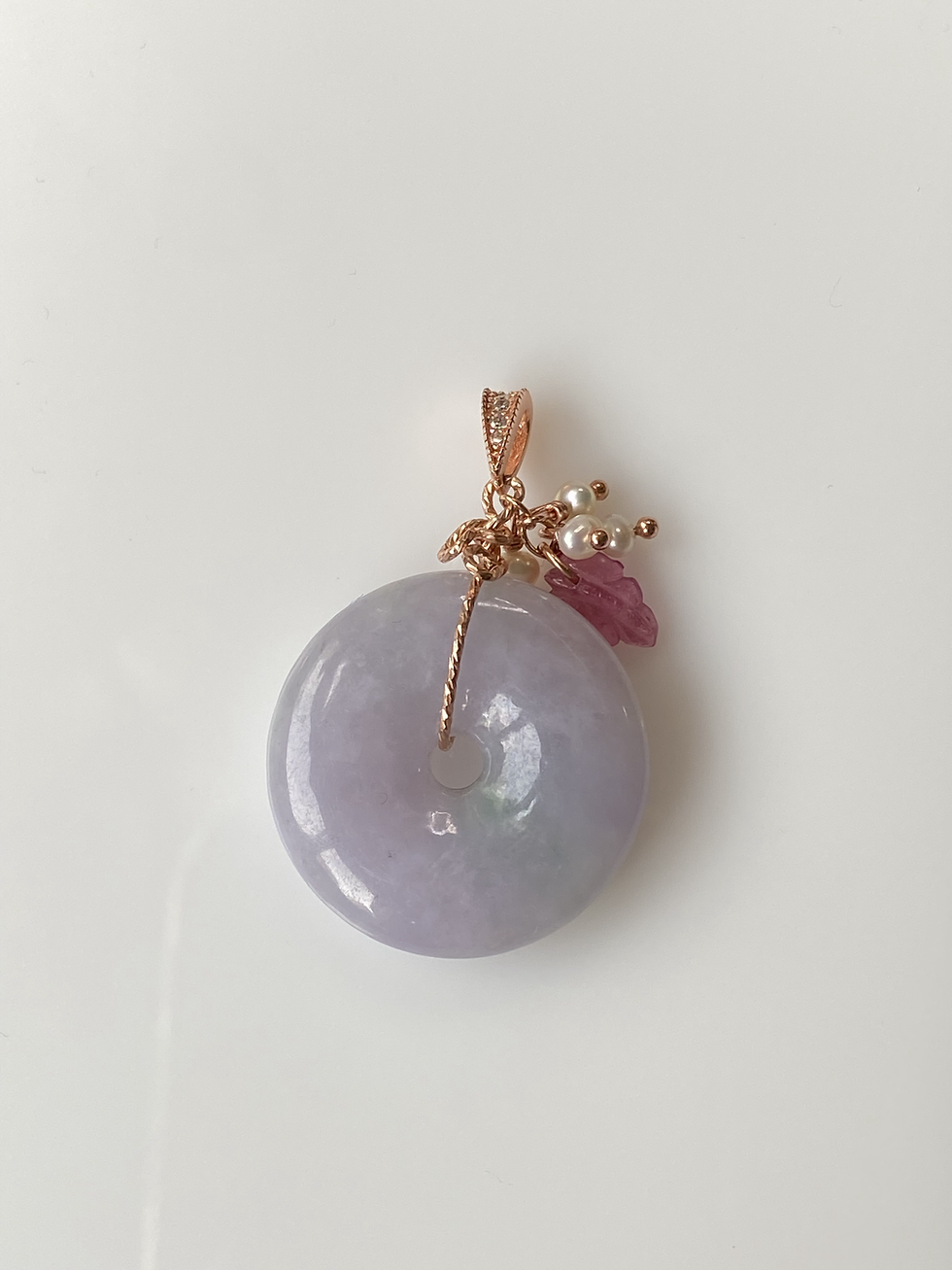 Thumbnail: 925 Silver Rose Gold Plated Type A  Lavender Jadeite Pendant