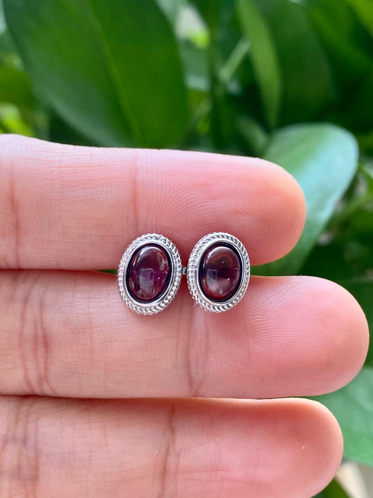 925 Silver  Garnet Earring