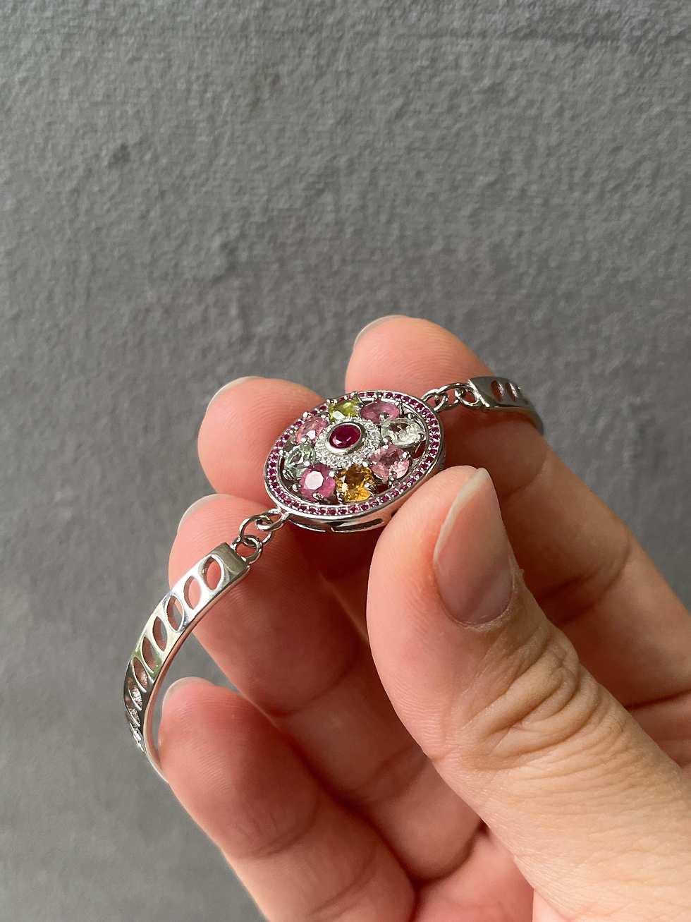 Thumbnail: 925 Silver Multi Colour Tourmaline Bracelet