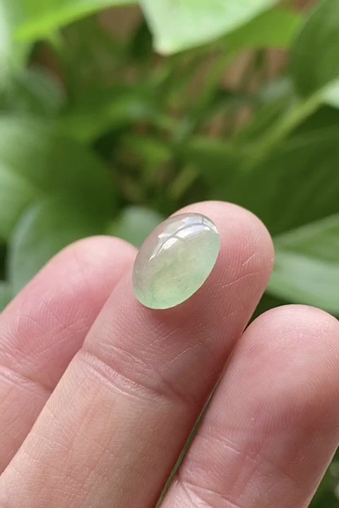 Thumbnail: Translucent Light Green Jade Cabochon