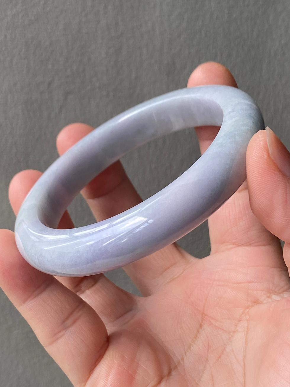 Thumbnail: 59MM Type A Bluish Lavender Mix Jadeite Bangle