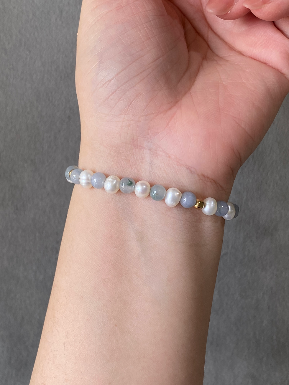 Thumbnail: Type A Bluish Lavender Mix Freshwater Pearls Beads Bracelet
