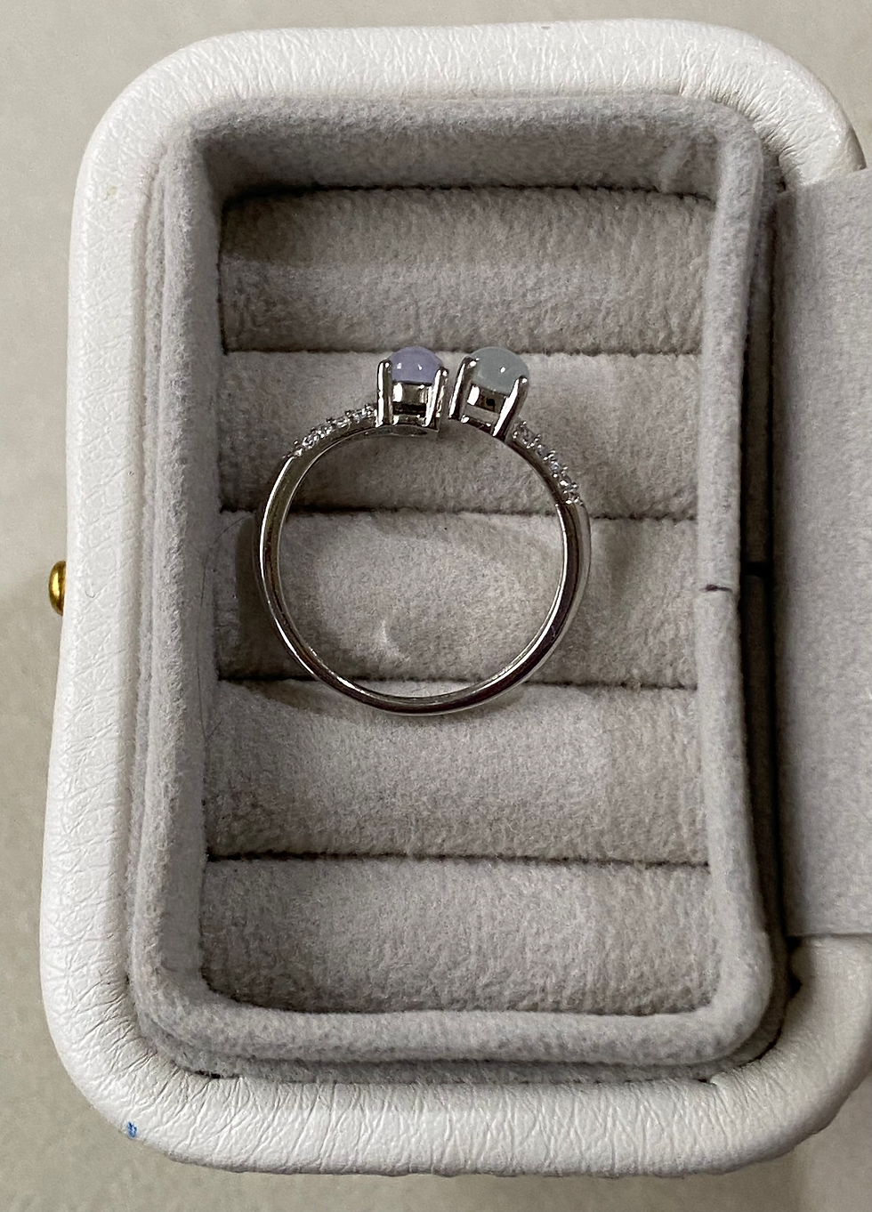 Thumbnail: 925 Silver Type A Dual Colour Jadeite Open Ring