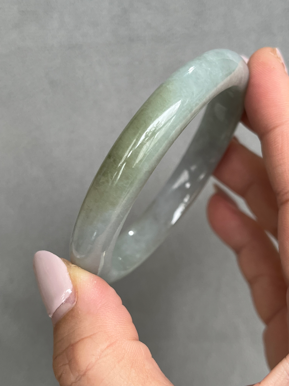 Thumbnail: 55.1MM Type A Light Greyish Lavender Light Brown Jade Bangle