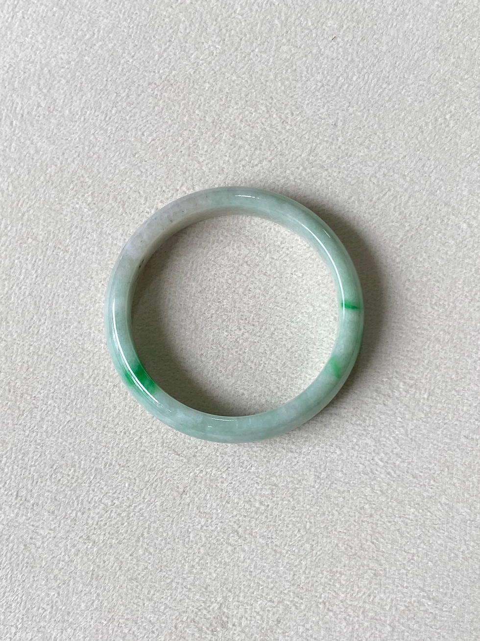 Thumbnail: 53.8MM Type A Brillant Green Mix Jadeite Bangle