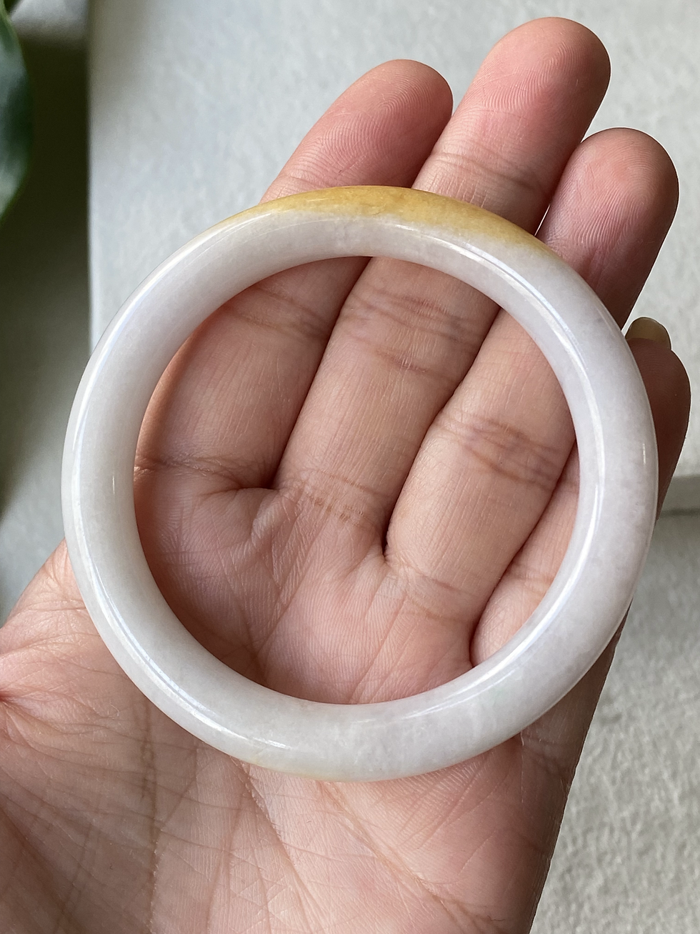 Thumbnail: 51.8MM Type A Yellowish Mix Round Jadeite Bangle