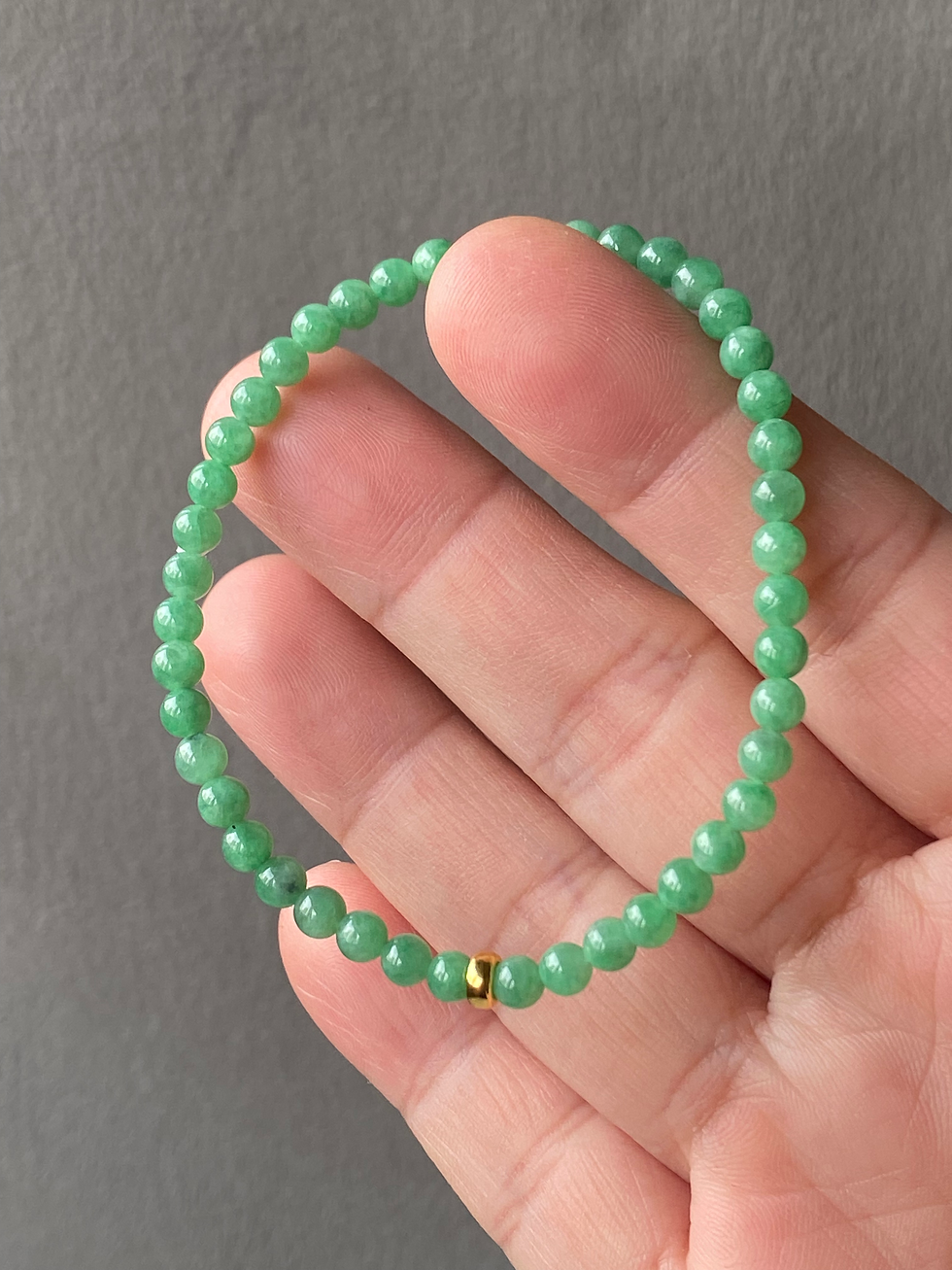 Thumbnail: Type A Green Mini Jadeite Beads Bracelet