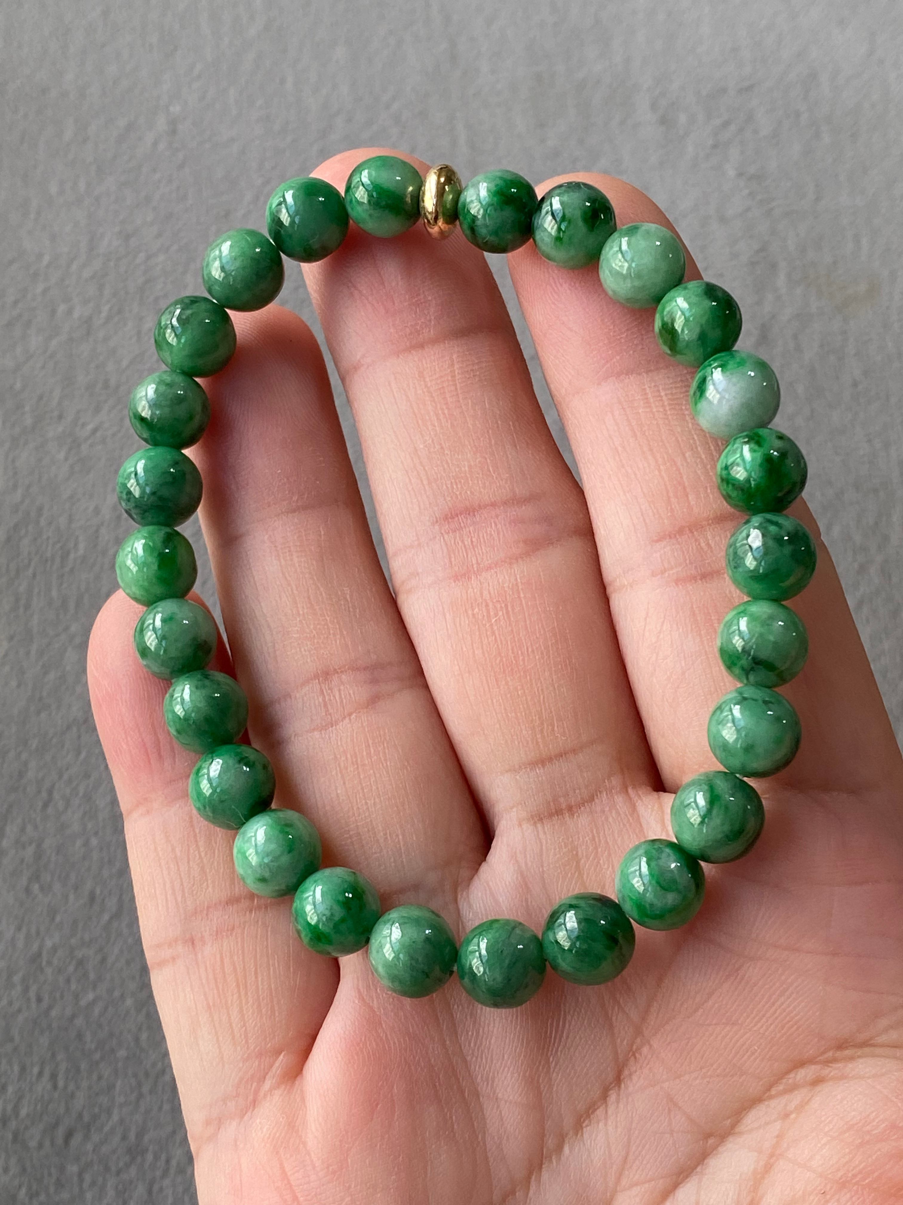 Type A Brillant Green Mix Jadeite Beads Bracelet