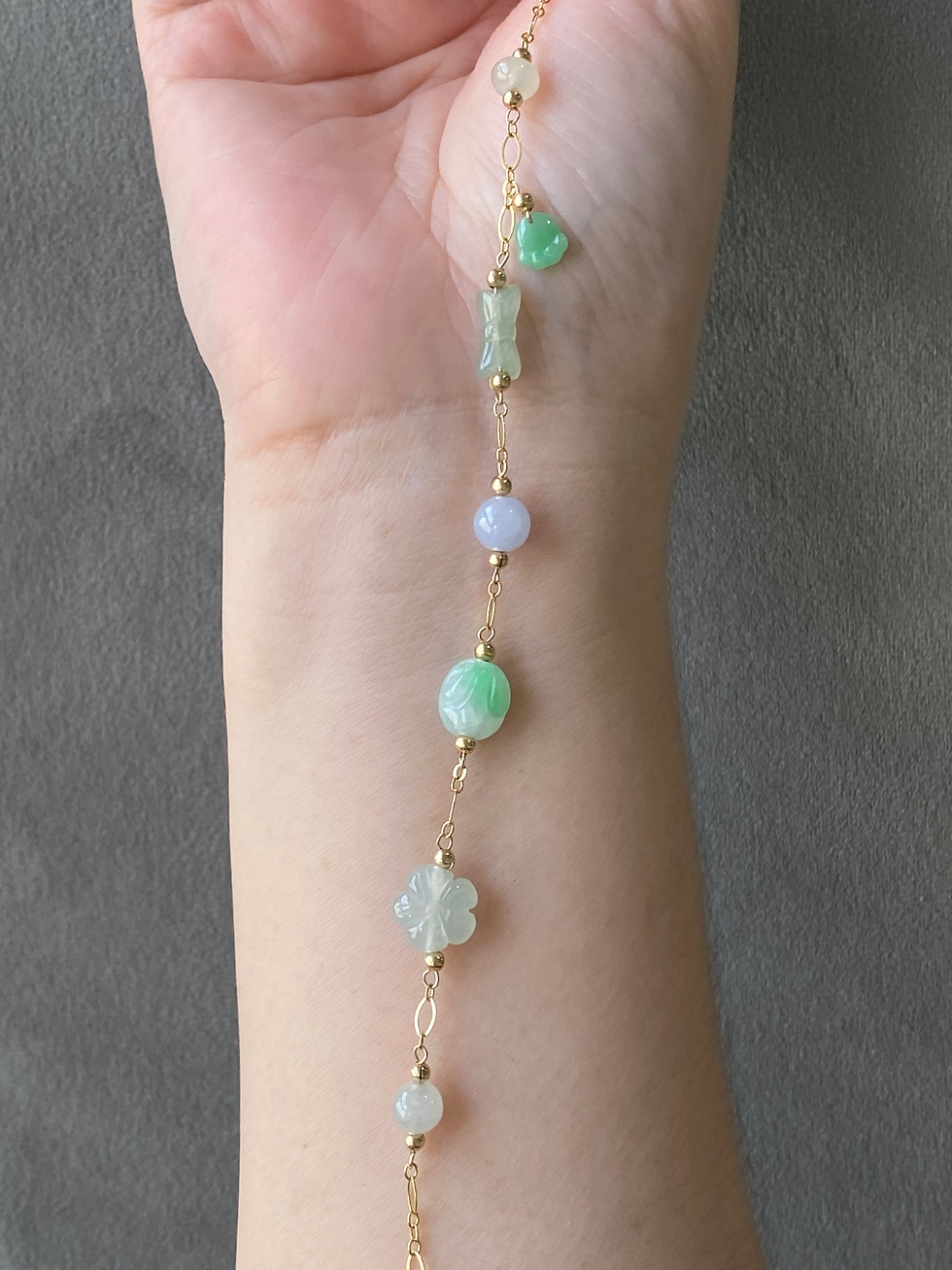 Thumbnail: 14K Gold Filled Type A Mix Jadeite Bracelet